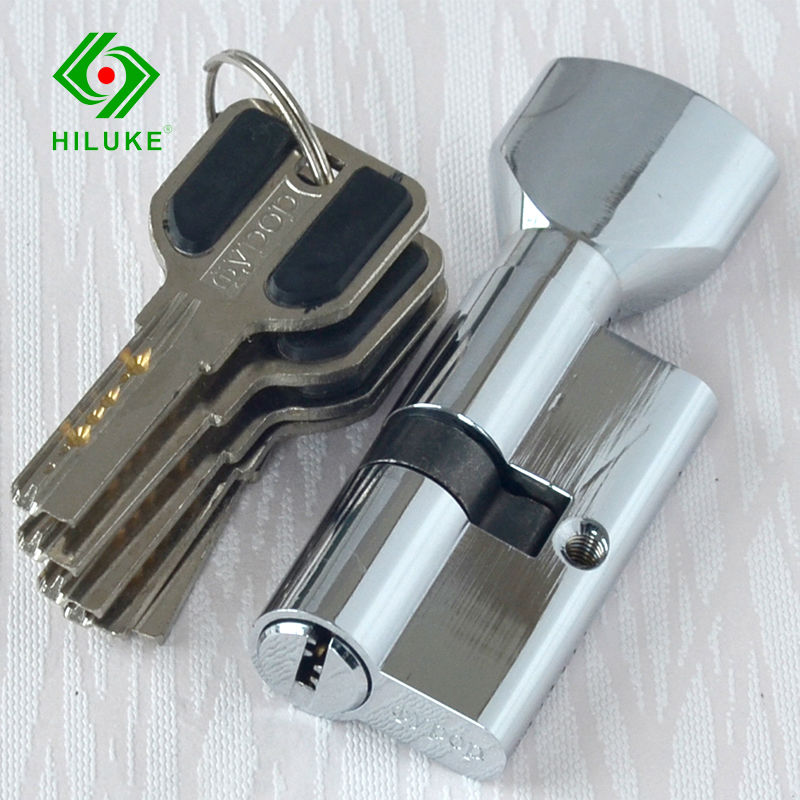 60mm messing cylinder 5 stk computer messing nøgle med knap enkelt åben stil euroe standard dørlås