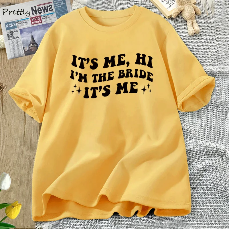 Det er mig, hej, jeg er bruden, det er mig, t-shirt til kvinder, sjov retro, groovy brud, brude-polterabend-t-shirt med korte ærmer, bomulds-t-shirt med tøj