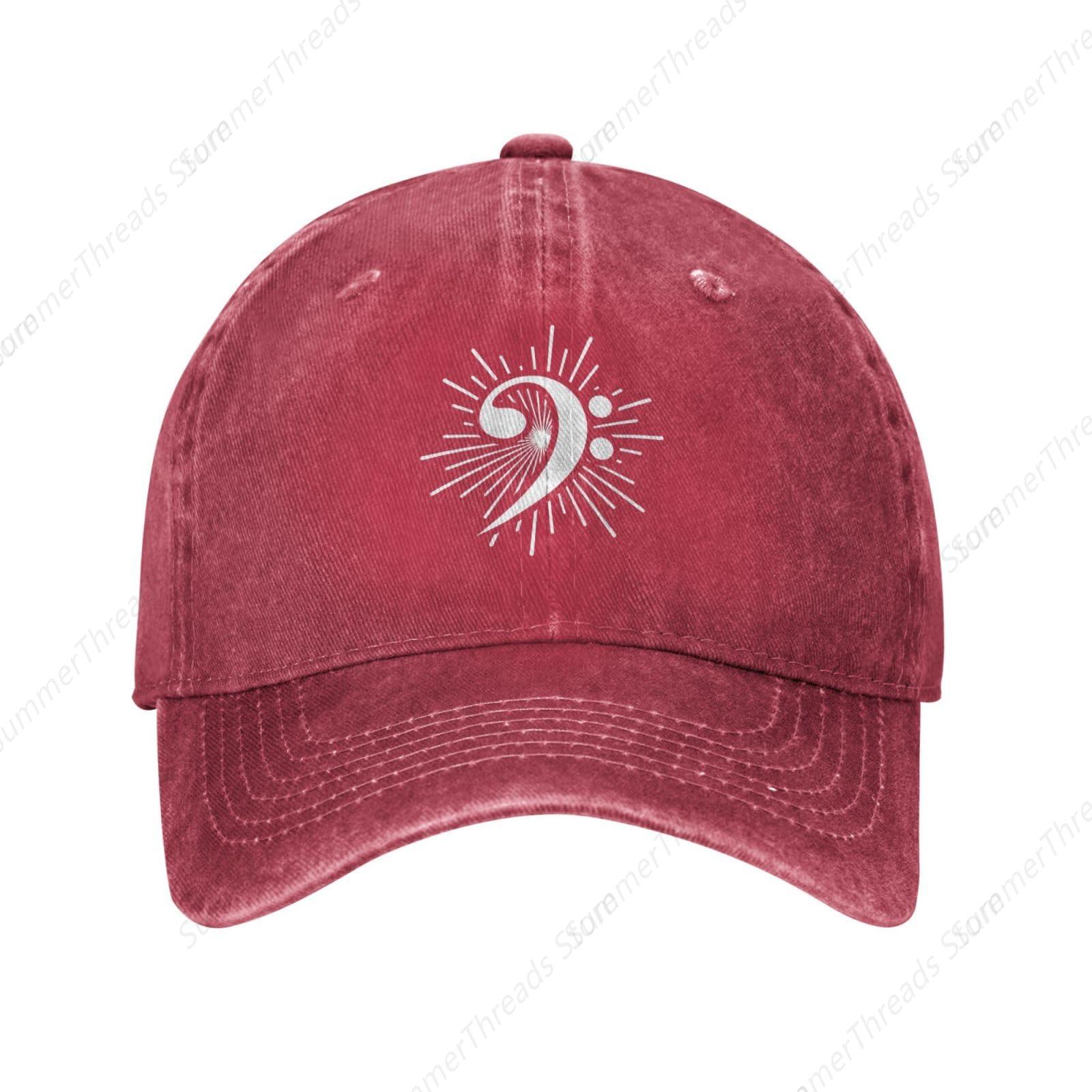 Bass Clef Music Logo Hat Vintage lavado desgastado gorra de béisbol golf papá sombrero para hombres mujeres: Azul marino