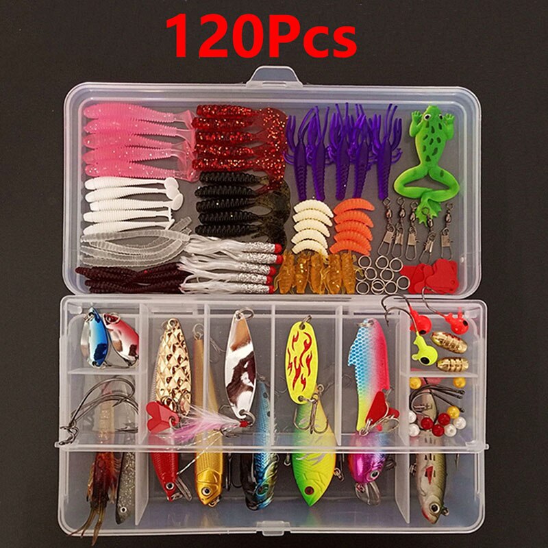 Juego de señuelos giratorios para piscardo Popper VIB, cuchara dura suave, anzuelos de pesca, aparejo herramientas de pesca, 45-139 Uds.: 120Pcs