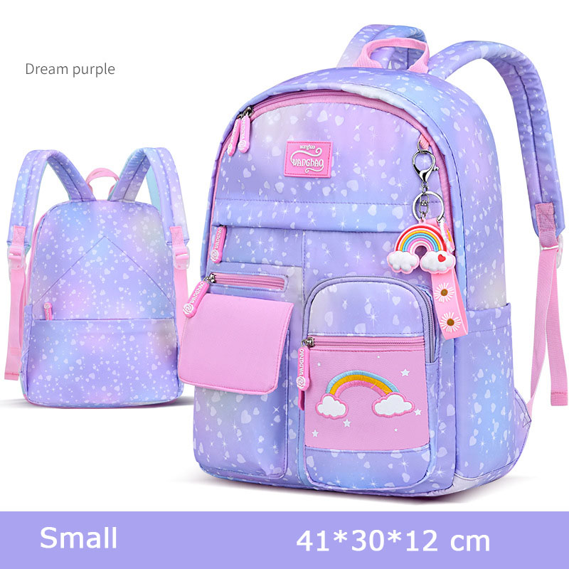 2022 Rainbow Series Backpack Kids Waterproof School Backpacks for Teenage Girls Primary Children School Bags mochila femenina: S purple