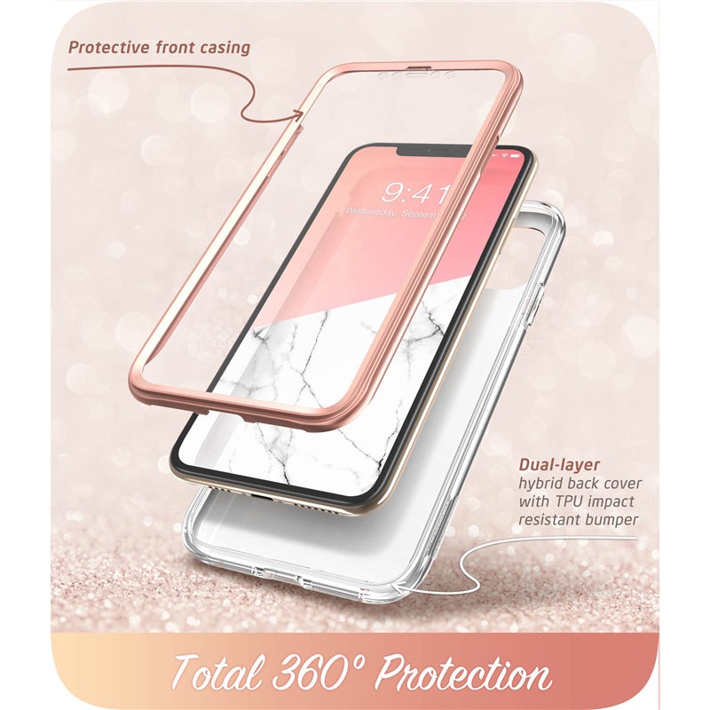i-Blason Hülle für iPhone 11 Pro Max 6,5 Zoll ), Cosmo Ganzkörper-Glitzer-Marmor-Stoßstangenhülle mit integriertem Displayschutz