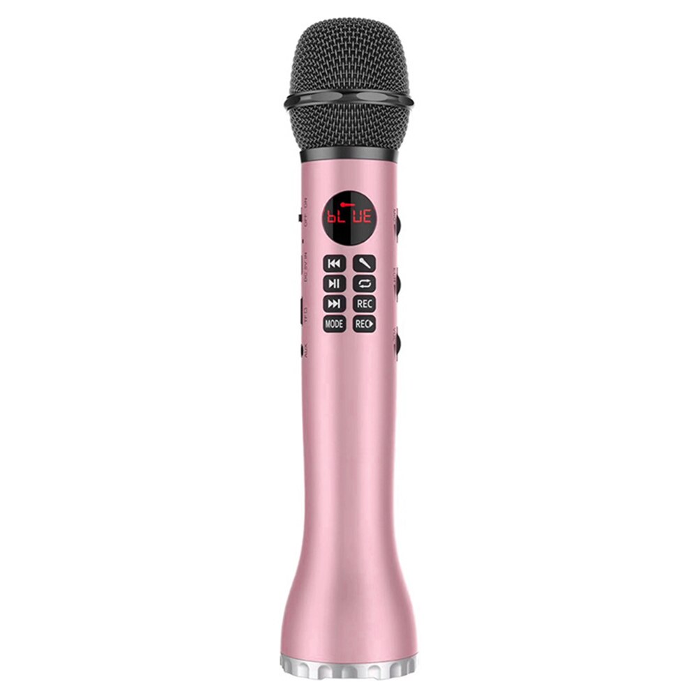 3 in 1 wireless karaoke microphone handheld bluetooth speaker singing recording microphone high volume long battery life: Pink