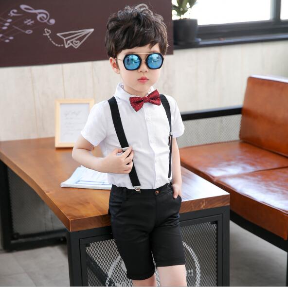 Traje de verano para niños, 2 uds., traje blanco y negro, traje Formal de boda, ropa informal, conjunto de chaqueta, traje Delgado