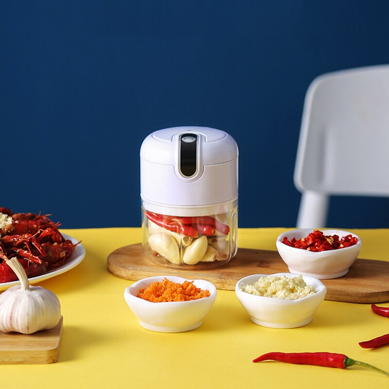 Machacador de ajo eléctrico automático, Mini picadora de prensa resistente, picadora de verduras, Chile, carne, USB, inalámbrico, herramientas de cocina