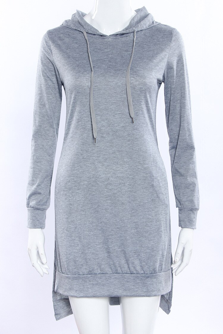 Frauen Herbst Und Winter Lange Sweatshirts Lose Hoodies Weibliche Casual Langarm Pullover Vliese Sport Kleid Hoodie: L / Gray