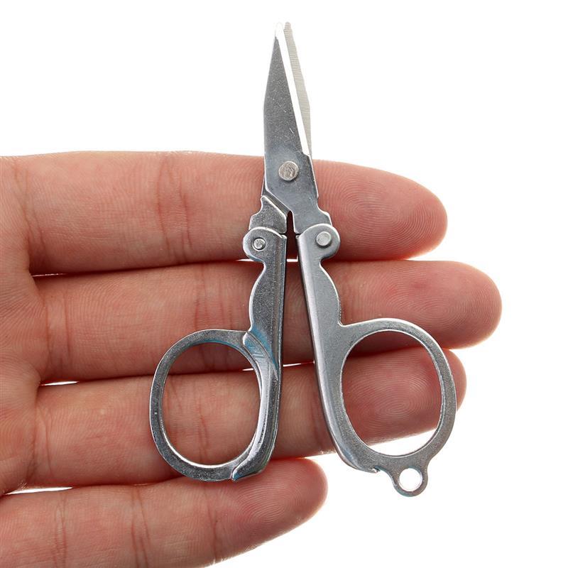 1Pc Mini Folding Stainless Steel Scissors Keychain Fishing Scissor Cutter Camping