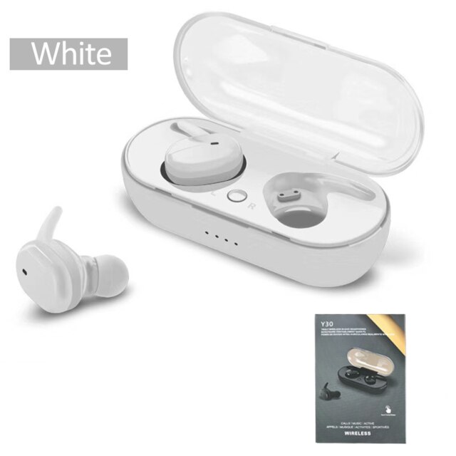 Y30 TWS Drahtlose Kopfhörer Blutooth 5,0 kopfhörer Lärm abbrechen Headset 3D Stereo Klang Musik in-ohr Ohrhörer Wasserdicht: Weiß-Y30 mit Kasten