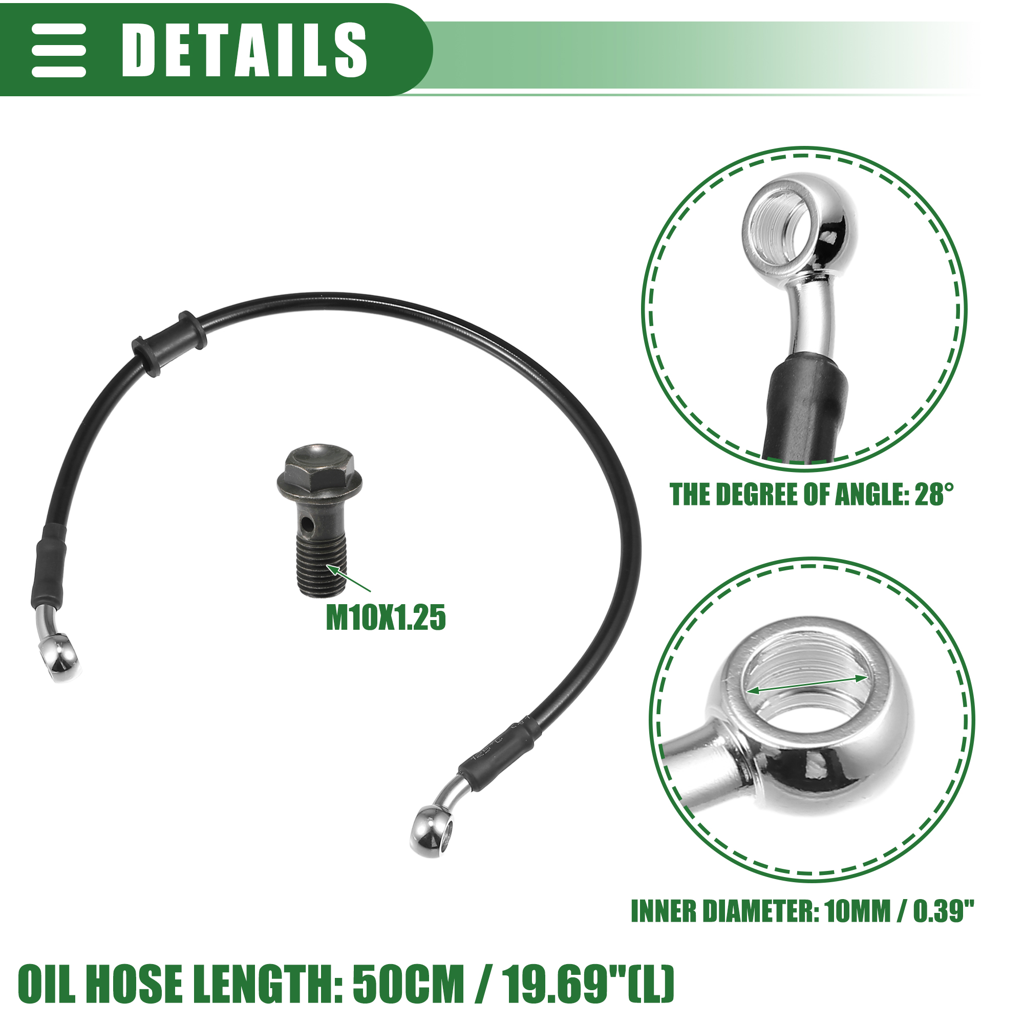 Motoforti-manguera de freno hidráulico trenzada para motocicleta, tubo de aceite negro de 30CM-170CM y 28 grados para Motocross: Lavanda