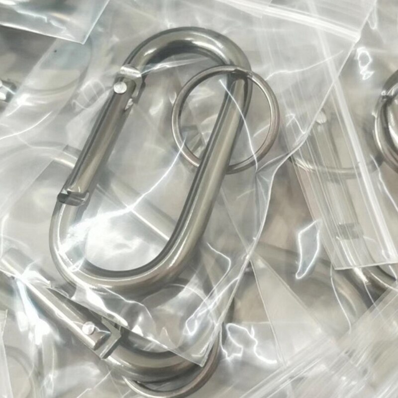 100Pcs Mini Silver Aluminum Spring Spring Buckle Spring Hook Keychain Outdoor Carabiner Runway Buckle