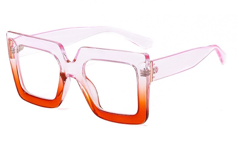 Gafas cuadradas transparentes con montura Vintage, lentes de de gran tamaño, para ordenador: Purple Orange