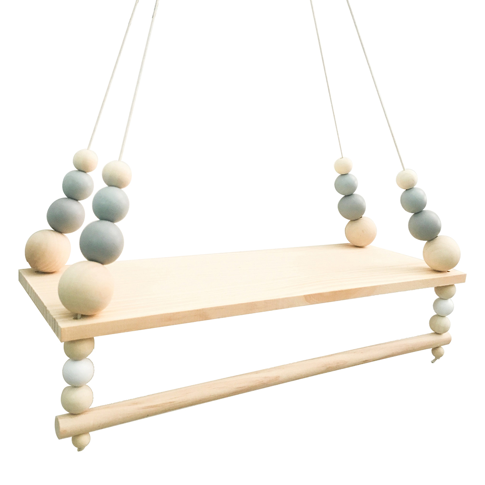 Wooden Beads Board Wall Hanging Storage Shelf Kids Bedroom Decor Photo pine board