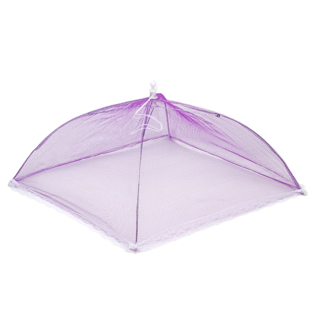 Multifunktionelt foldbart madskyggebetræk pop-up mesh køkkenbeskyttelse netværk anti flyvende insekter firkantet paraply parabolbetræk: Lilla