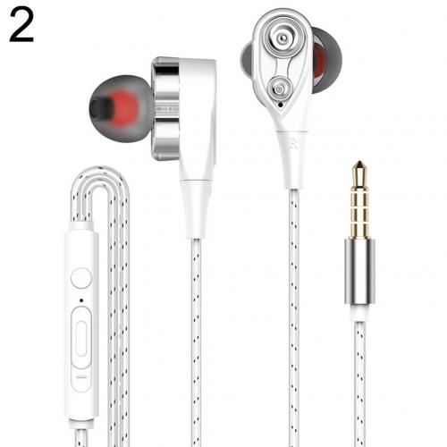 3.5 millimetri Dual Drive Doppia Bobina mobile di Ferro Auricolari Stereo In-ear Auricolari Bassi 3D Stereo Controllo del Volume Con La il Mic Per Il IPhone Xiaomi: White Double Horn