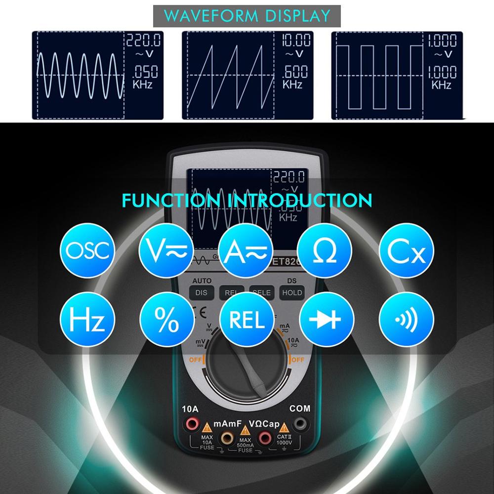 Digitale Multimeter Oscilloscoop Multimeter 10Khz Draagbare Usb 2 Kanalen Dc/Ac Volt Stroom Capaciteit Testers