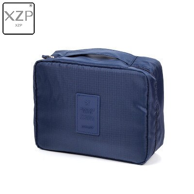 Bolsa de maquillaje XZP para exteriores para chica, neceser para mujer, neceser de lavado, organizador de maquillaje, Kit de almacenamiento de viaje, bolsa con múltiples bolsillos para mujer: Azul oscuro