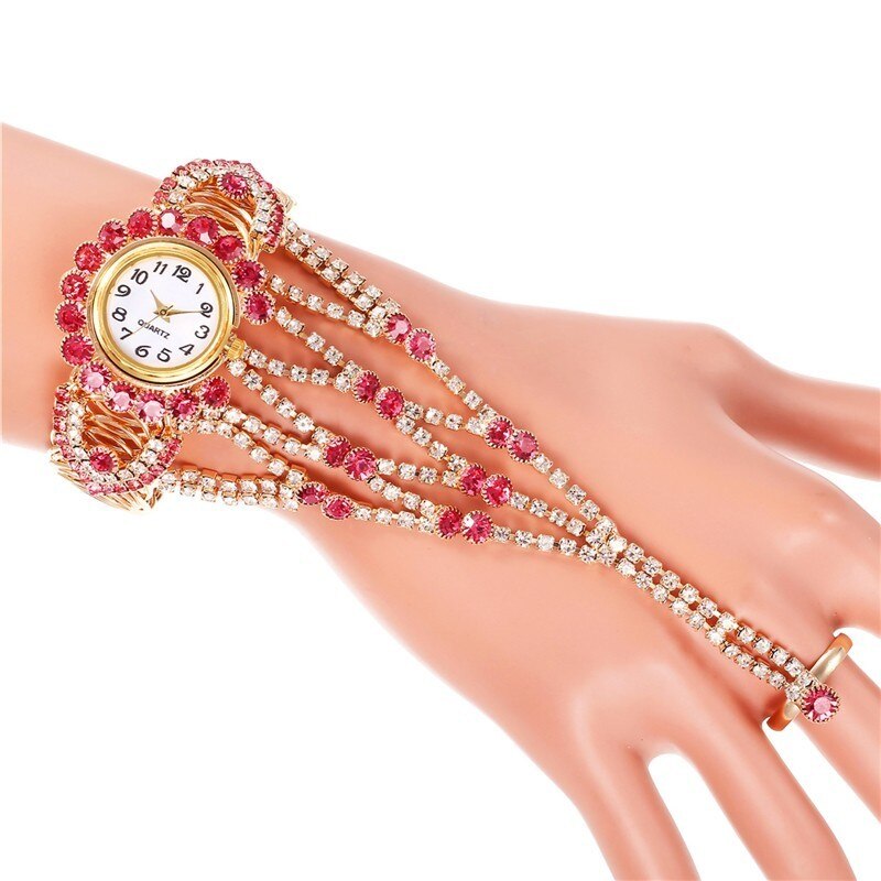 Top Luxus Uhr Strass Armband Uhr Frauen Uhren Damen Armbanduhr Relogio Feminino Reloj Mujer Montre Femme: Rosa