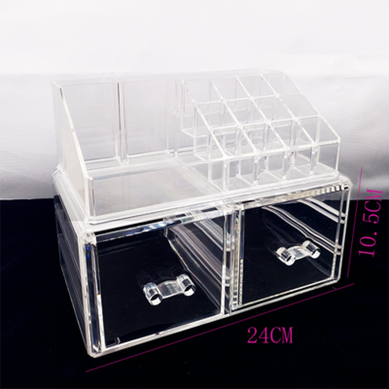 Organizador de maquillaje de doble capa acrílico, caja de almacenamiento de cosméticos transparente, caja de plástico para barra de labios, estante de almacenamiento apilable, Multi-cajón: D