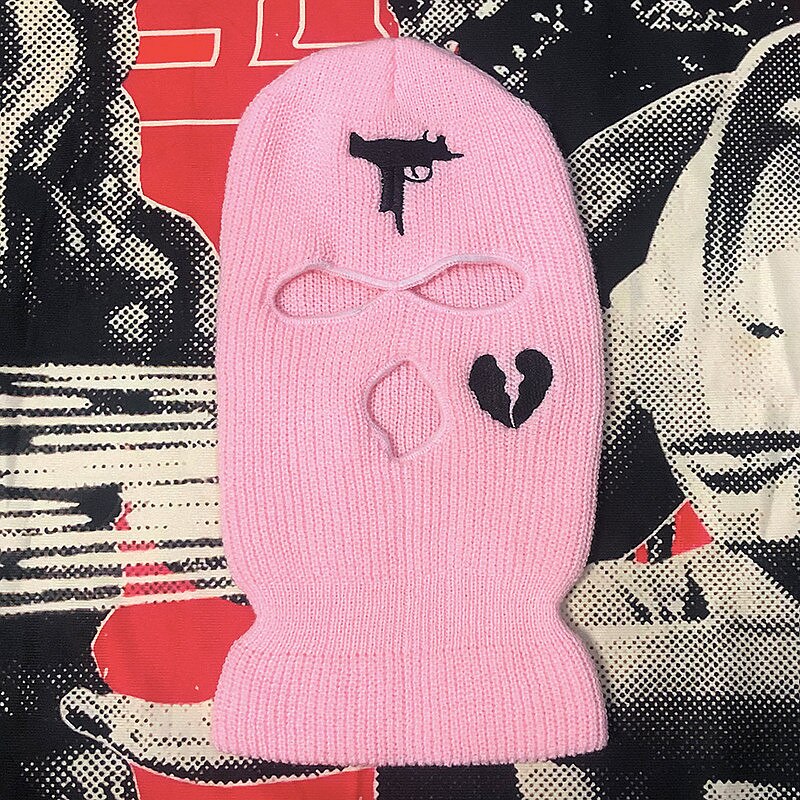 Passamontagna per casco da motociclista Bandana da uomo nera antivento moto Scooter maschera da sci a maglia calda cappello invernale copricapo sciarpa maschera: pink