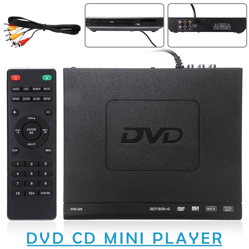 HD VCD CD Mini Player Portable Household Music Disc Players UK Plug With Remote Control For Home