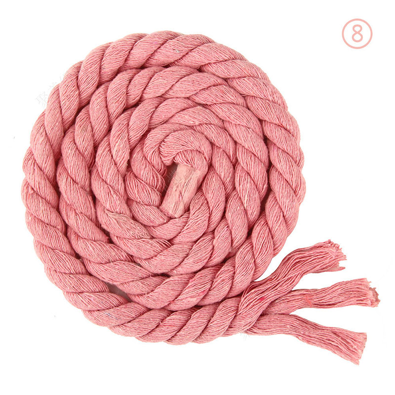 19 färger 5 meter färgat bomullsrep 10mm runda tre tvinnade tjocka sladdar för heminredning handgjorda pysselväskorrem: 10mm rosa 5m