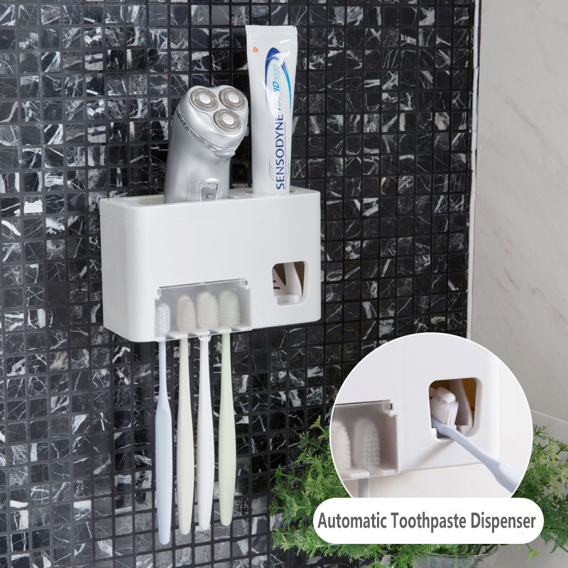 Automatische Tandpasta Dispenser met Tandenborstel houder met Tandpasta holder Squeezer Badkamer organisator rack voor badkamer