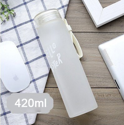 500ml gradient farverige glas frostede farverige kop vandflasker drikke med reb gennemsigtige sportsvandflasker flaske bpa gratis: Hvid