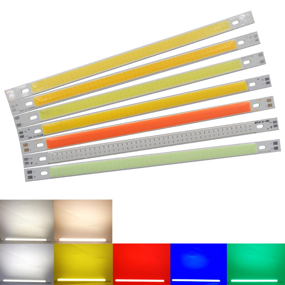 [allcob] led cob 200*10mm 12v 10w varm natur hvid blå rød grøn gul til billys gør-det-selv cob led strip bar pære lyskilde