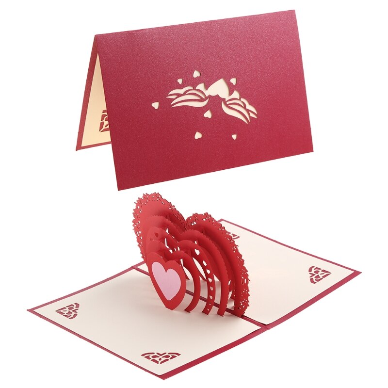 Tarjeta 3D hasta corazón a corazón aniversario San Valentín cumpleaños gracias Navidad