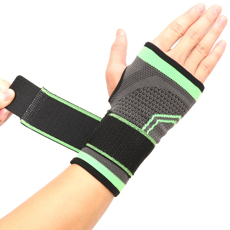 Aolikes support 1 stuks sportbeschermende uitrusting gewichtheffen bandage polsband ondersteuning + boks hand wraps hand bandage ondersteuning: Groen 7576 / Deel