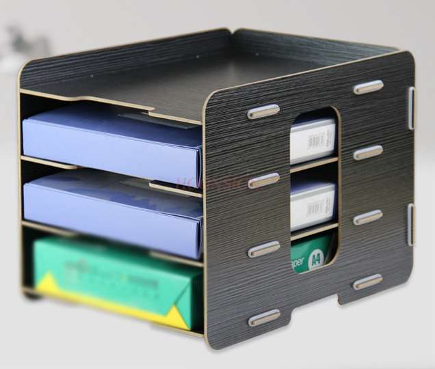 Wooden desktop book storage office document column frame frame A4 paper 4-layer multi-layer information rack