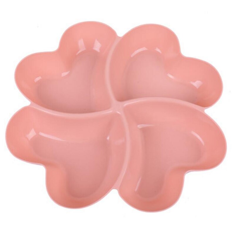 Plato de frutas en forma de corazón Platos creativos Caja de almacenamiento Platos de aperitivos de frutos secos Recipiente de plato de postre de caramelo dividido: Large love pink
