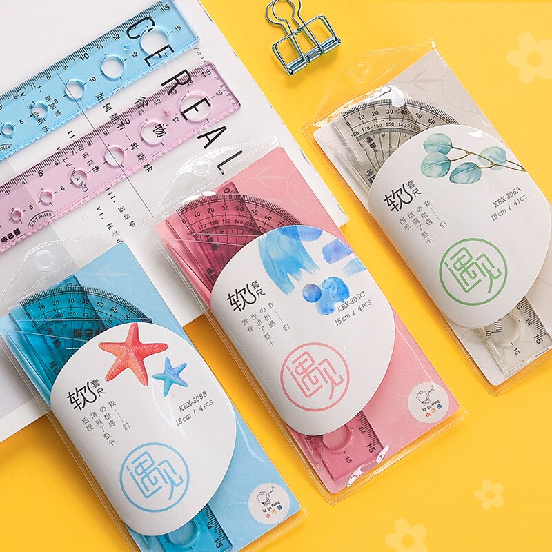Soft Ruler 15cm/20cm Ruler Primary School Students Measuring Tool Metric Ruler Set Children Stationery School Supplies