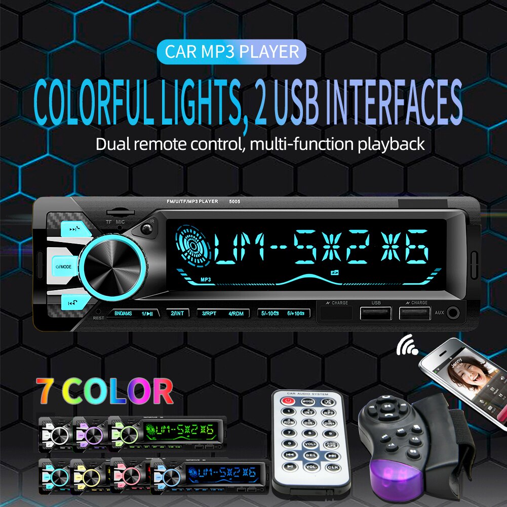 1 Din Auto Stereo MP3 Speler In-Dash Lcd Fm Radio Bluetooth U Disk Rca Aux Usb Telefoon Houder afstandsbediening SWM-1088