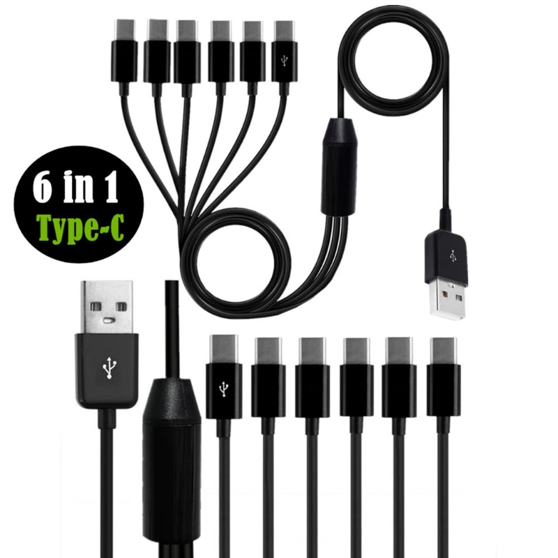 Usb 2.0 Type Een Mannelijk Naar 6 Micro Usb/Type C Mannelijke Splitter Y Data Sync Lading Connector Adapter Kabel 0.5M/1.5M