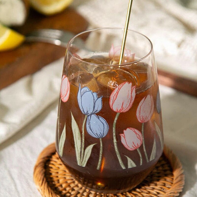 Stil 400ml utskrift vinglas multifunktion is kaffekopp läsk vatten dryck kopp mjölk juice platt kopp tumlare