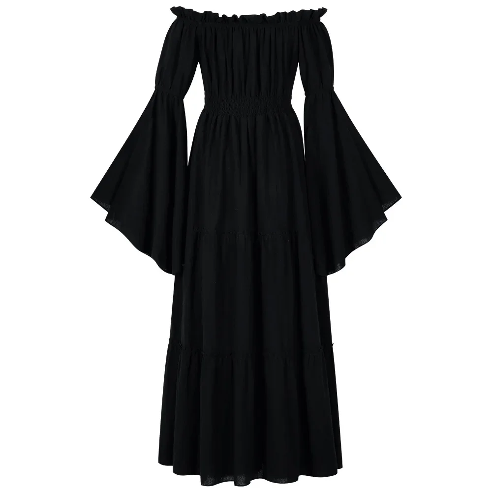 Robe Irelandise Renaissance pour Femmes, épaules dénudées, Robe paysannenovaévale, Costume de Pirate, Robe Singapur, Taille Smoc: XXL / Blau