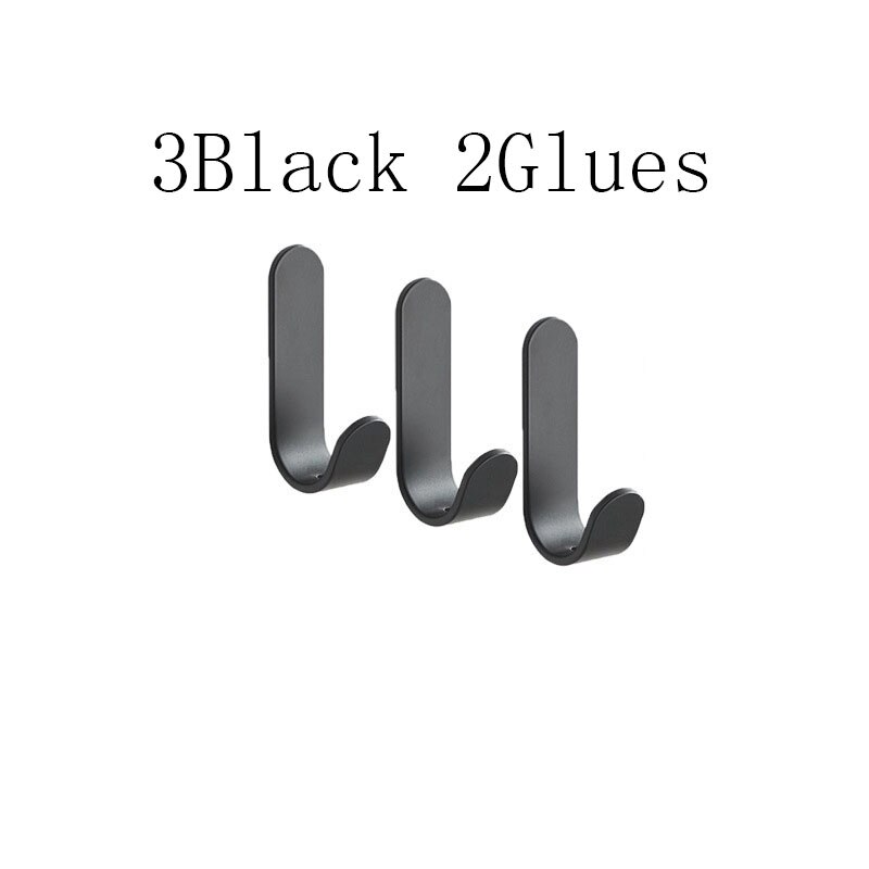 Zwart Wit Gewaad Handdoek Jas Kleding Haak Voor Badkamer Accessoires Roestvrij Hanger Keuken Hardware Muurbevestiging Lijm Geen Boren: Black 3PCS