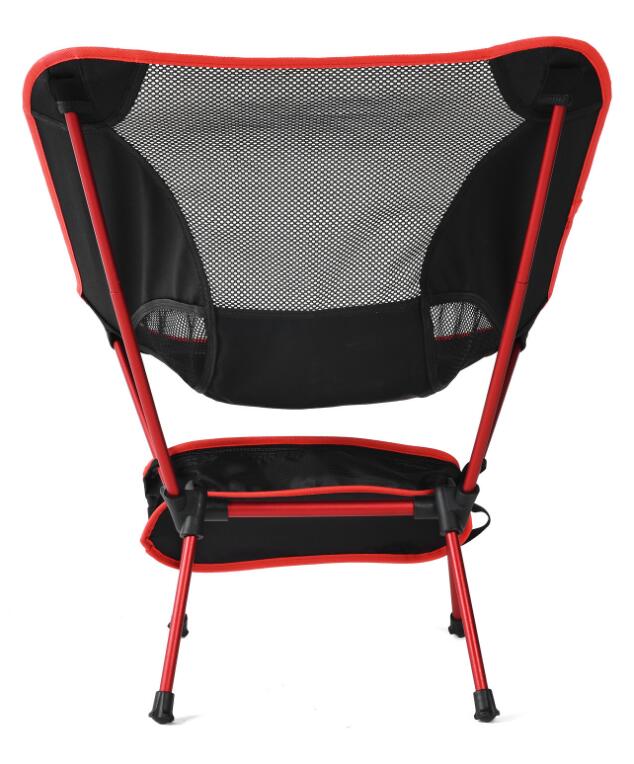 Ultralet rejse foldestol udendørs campingstol bærbare strandstole vandreture picnic sæde fiskestol fiskestol: Rød -0210