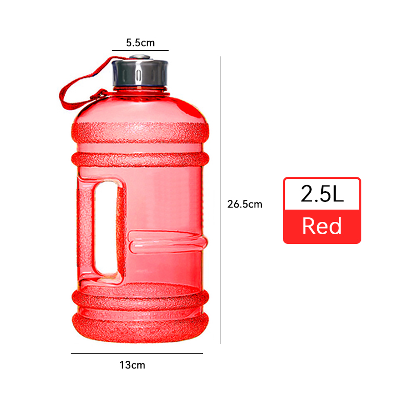 3700ml store vannflaske shaker flaske med håndtak utendørs fitness løpe gym trening plast sports vannflasker: Rød 2.2l