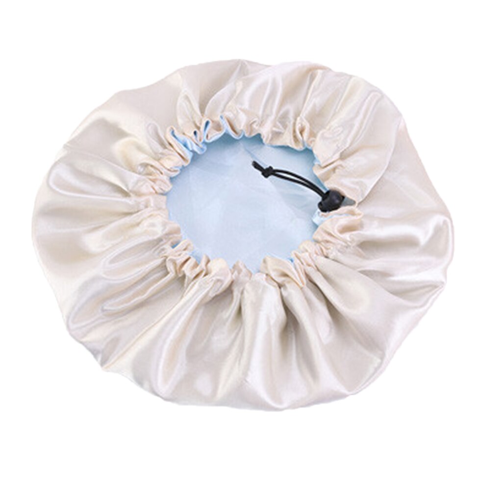 Ladies Satin Bonnet Cap Reversible Adjustable Sleep Cap Hair Cover Chemo Hat: Light Blue