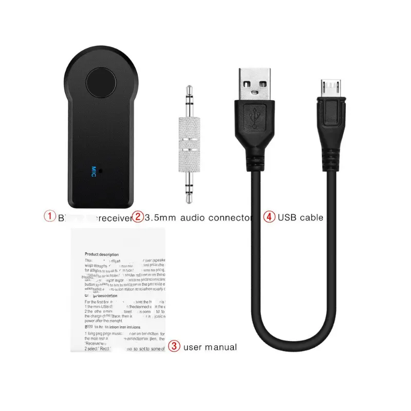 Bezprzewodowy samochodowy odbiornik Bluetooth Adapter 3,5 mm gniazdo stereo bezprzewodowy odbiornik muzyczny aux adapter bluetooth do samochodu
