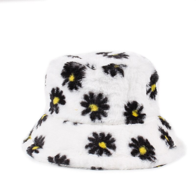 Novo chapéu de balde de moda para mulher faux skin femme boné multicolorido flores quentes chapéus de inverno quente ao ar livre casual chapéu de pescador hat hat hat hat hat: style 5