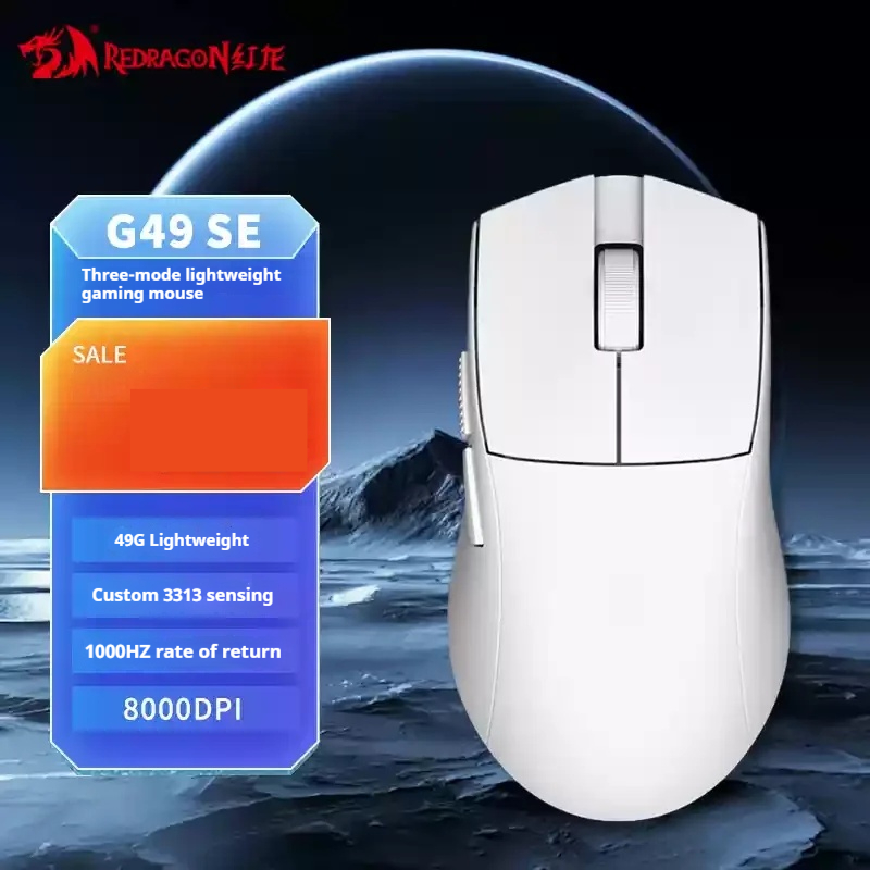 Redragon G49 PRO Gaming Mouse Wireless Bluetooth Tri-Mode Ergonomics Lightweight E-Sports Gaming Mouse For PC Gamer Accessories: Silver