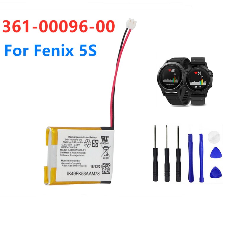Batterie de remplacement 361-00097-00 361-00096-00 361-00098-00 pour montre intelligente Garmin Fenix 5, Fenix 5s