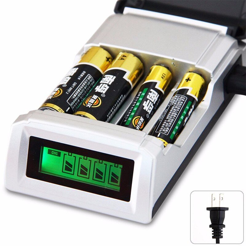 Larryjoe Lcd Display Met 4 Slots Smart Intelligent Battery Charger Voor Aa/Aaa Nicd Nimh Oplaadbare Batterijen