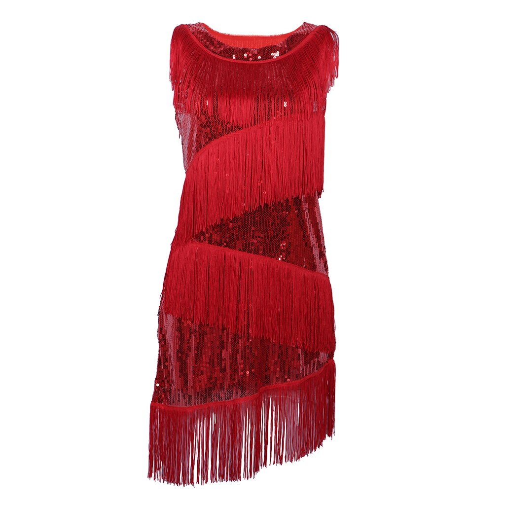 Women Fringed Latin Dance Dress Ballroom Cocktail Party Costume Dress