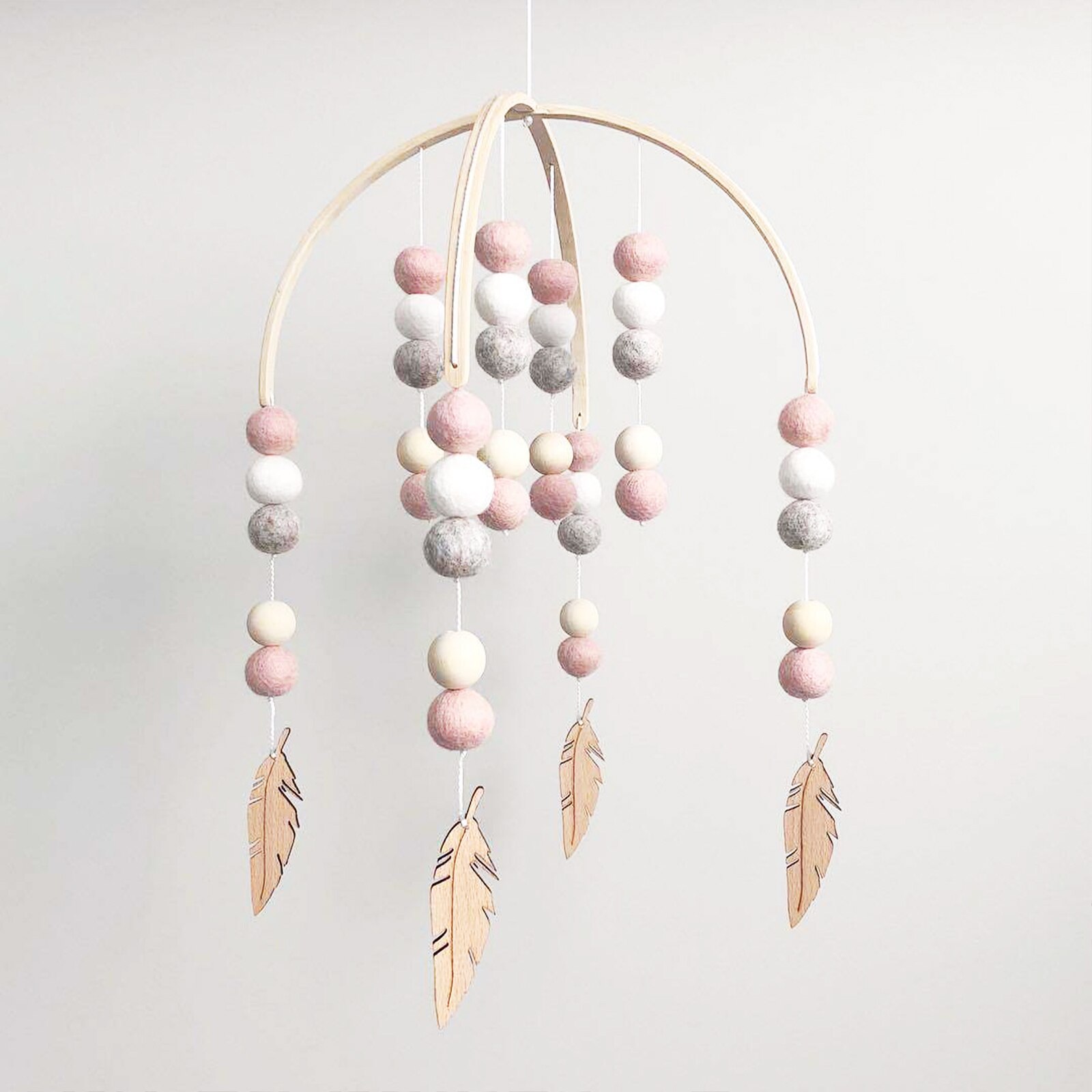 Mugoyrt presepe calde sonagli mobili in stile nordico sonagli palle di lana campana a vento neonato lettino appeso campana decorazione della stanza infantile giocattolo: colore 1