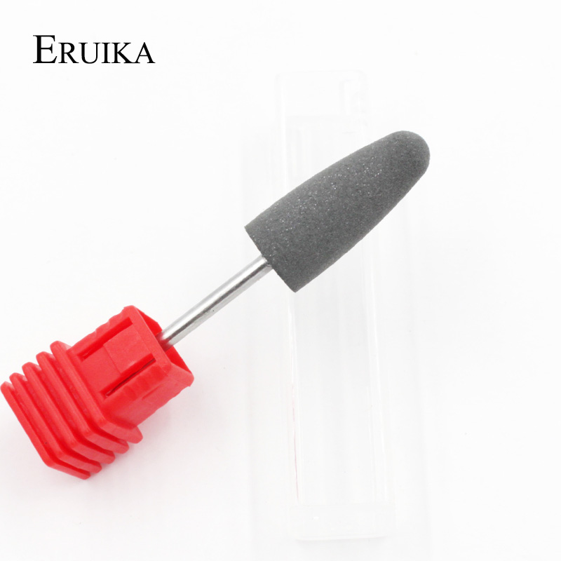 Eruika 4 Stk/set 10*24 Mm Rubber Silicon Nail Boren Grote Hoofd Bit Nail Buffer Mills Voor Manicure Pedicure cuticula Schoon Gereedschap