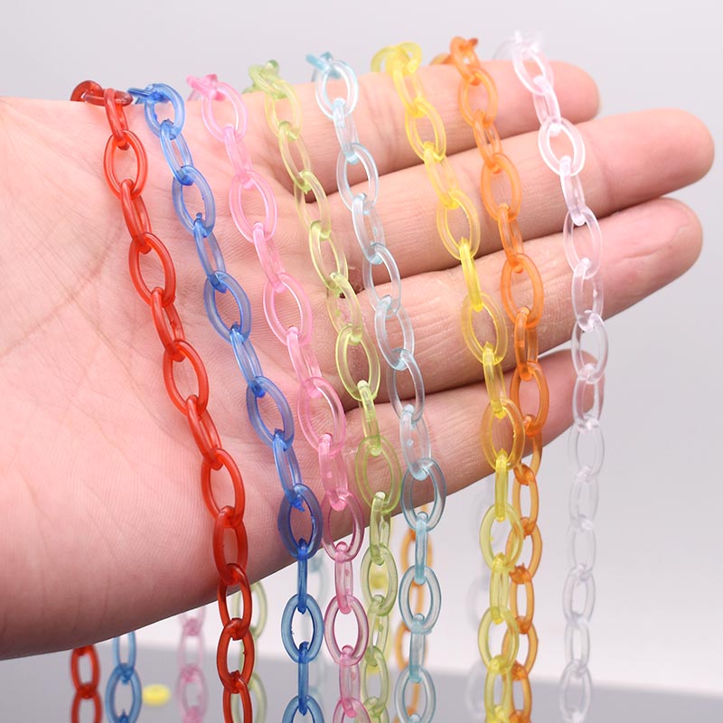 Cadeia Link acrílico transparente para fazer jóias, lagosta fecho correntes, achados links, óculos, 50cm de comprimento, 10 pcs, 50pcs